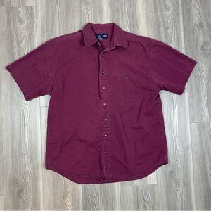 Luna Pier‎ Dark Purple Short Sleeve Denim Button Down Shirt Western Y2K Size L